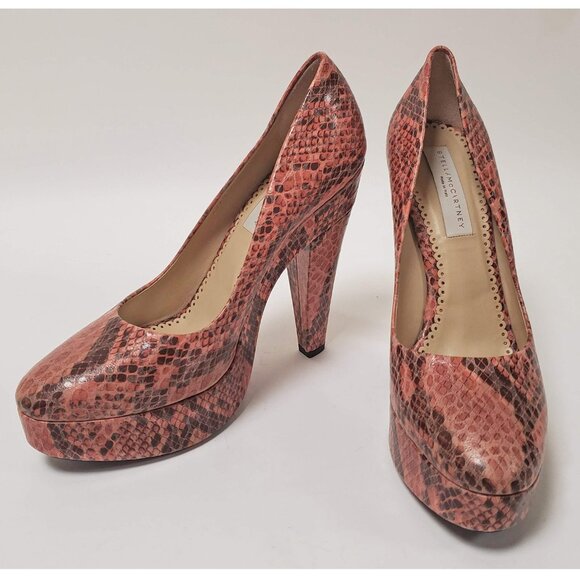 STELLA MCCARTNEY SHOES FAUX SNAKEPRINT LEATHER PLATFORM HIGH HEEL IT 41 US 11 - Picture 4 of 12